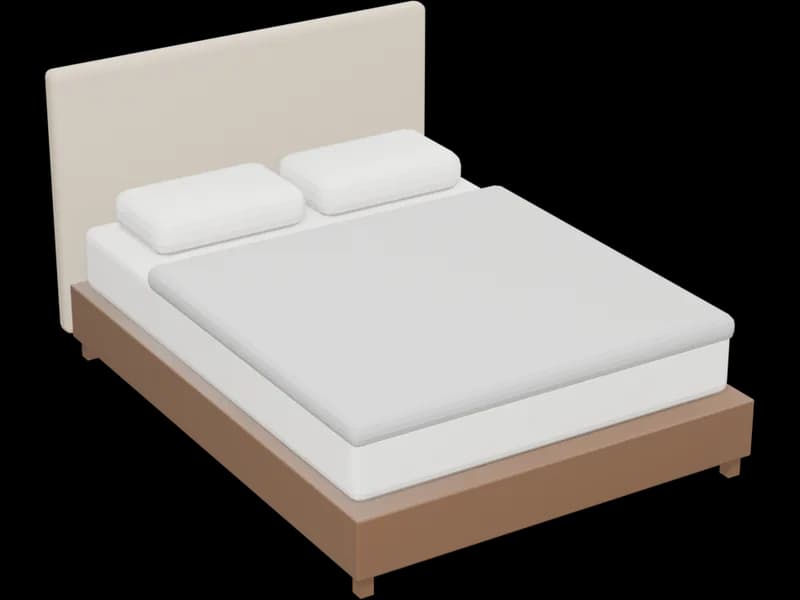 Queen Bed with Upholstered Headboard, free 3D model for Revit